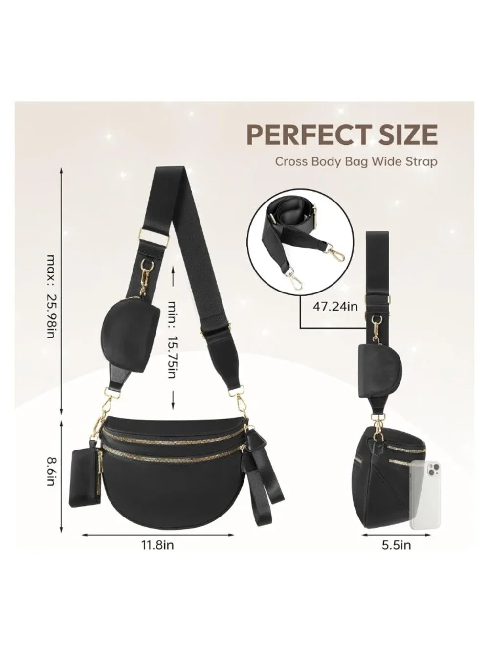 Nylon Crossbody Belt Bag Waist Pack Fanny Pack Adjustable Strap Waterproof